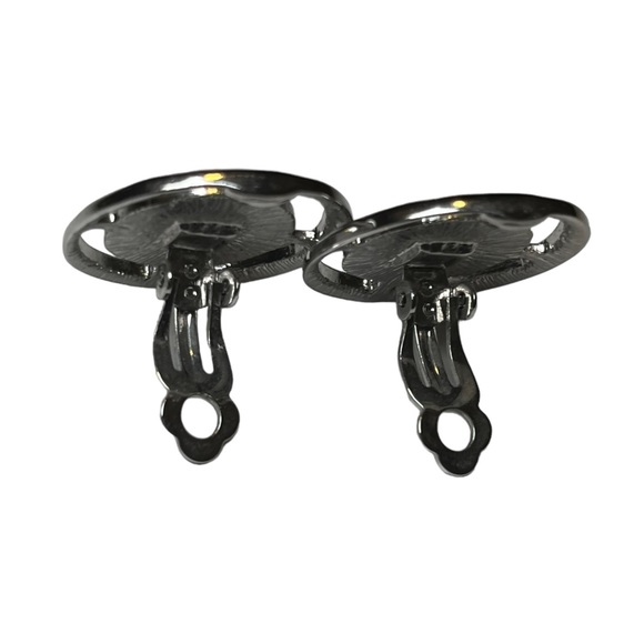 Silver Tone Abalone Shell Clip on Earrings - Picture 3 of 6